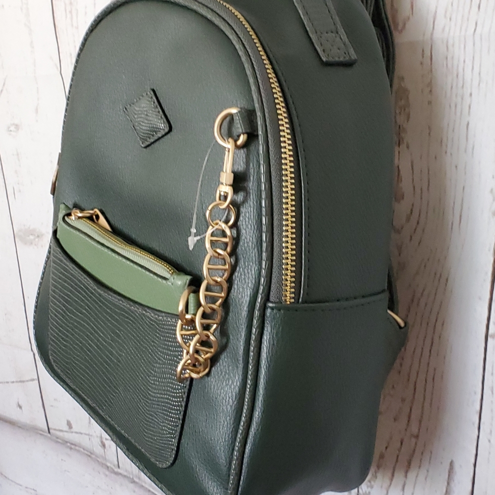 Time and Tru Ruby recycled fibers backpack handbag with coin purse green - Picture 11 of 11